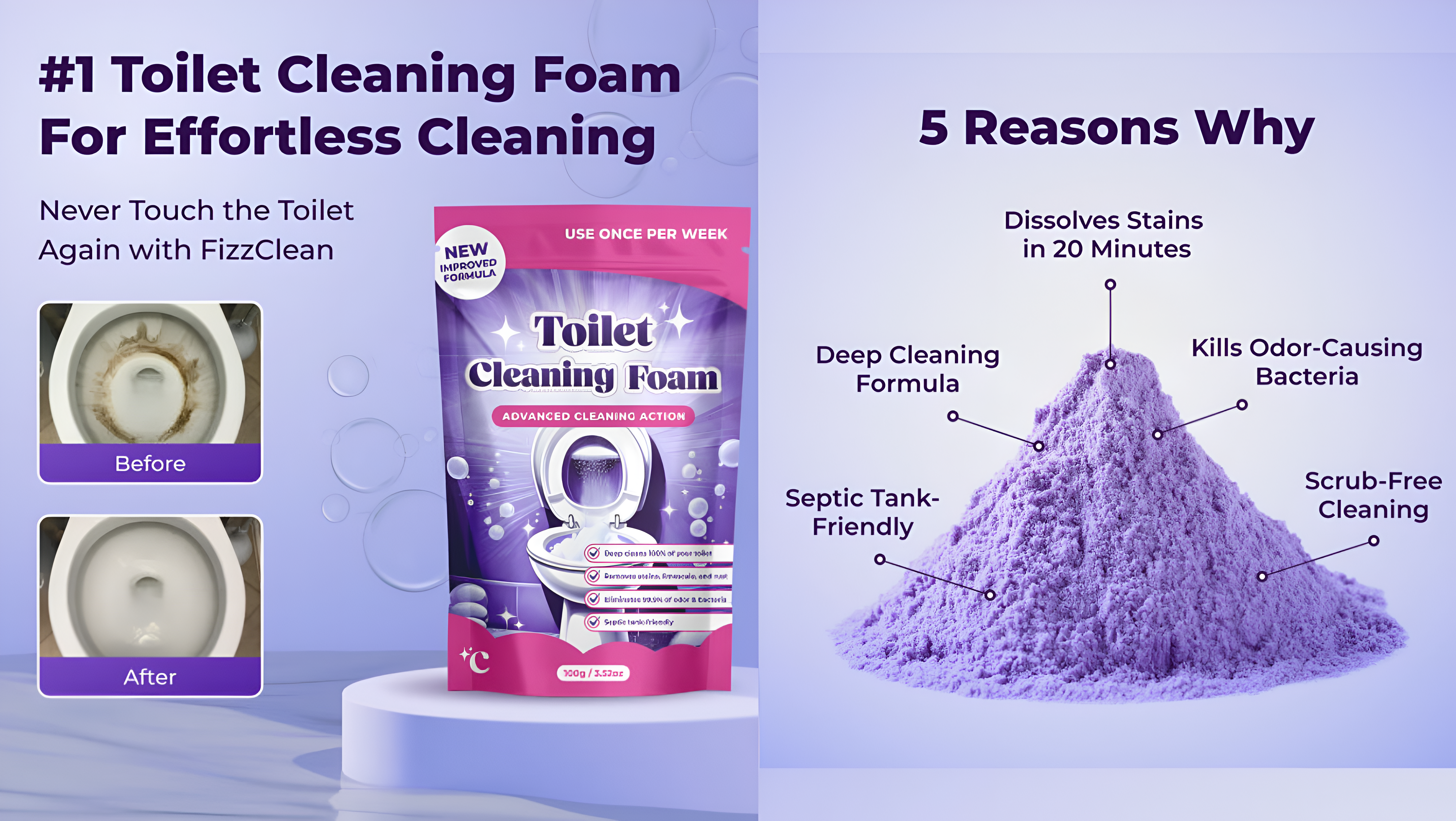 showing benefit of fizzclean toilet cleaner